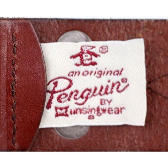 Penguin BROWN GENUINE LEATHER 1 1/2"Wd CASUAL DRESS MEN'S BELT Sz 38/95 (A11 - Picture 7 of 14